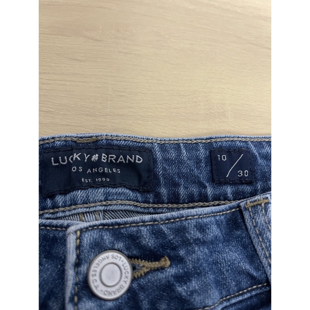 Lucky Brand shorts 10 casual summer demin chic blue stretch 5 pocket roll up - Picture 3 of 5